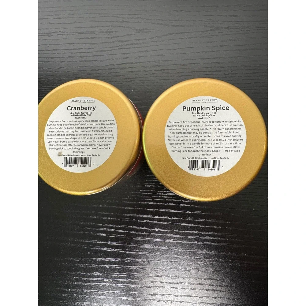 Market Street Candle Co Pumpkin Spice Cranberry Soy Candles Fall Set 8oz